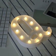Load image into Gallery viewer, Luminous LED Letter Night Light Creative 26 English Alphabet Number Battery Lamp Romantic Wedding Party Decoration